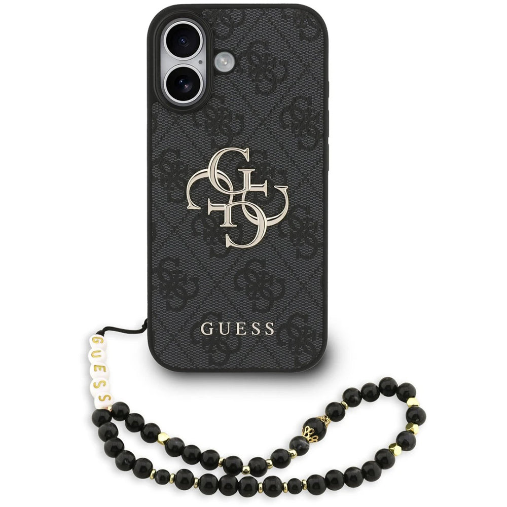 Capa para Apple iPhone 17, Guess, 4G Classic Logo com Alça, Preta