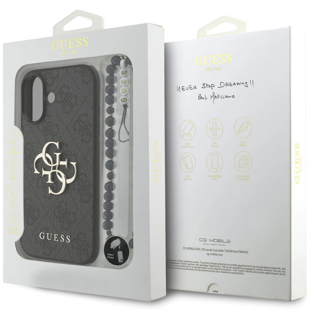 Capa para Apple iPhone 17, Guess, 4G Classic Logo com Alça, Preta