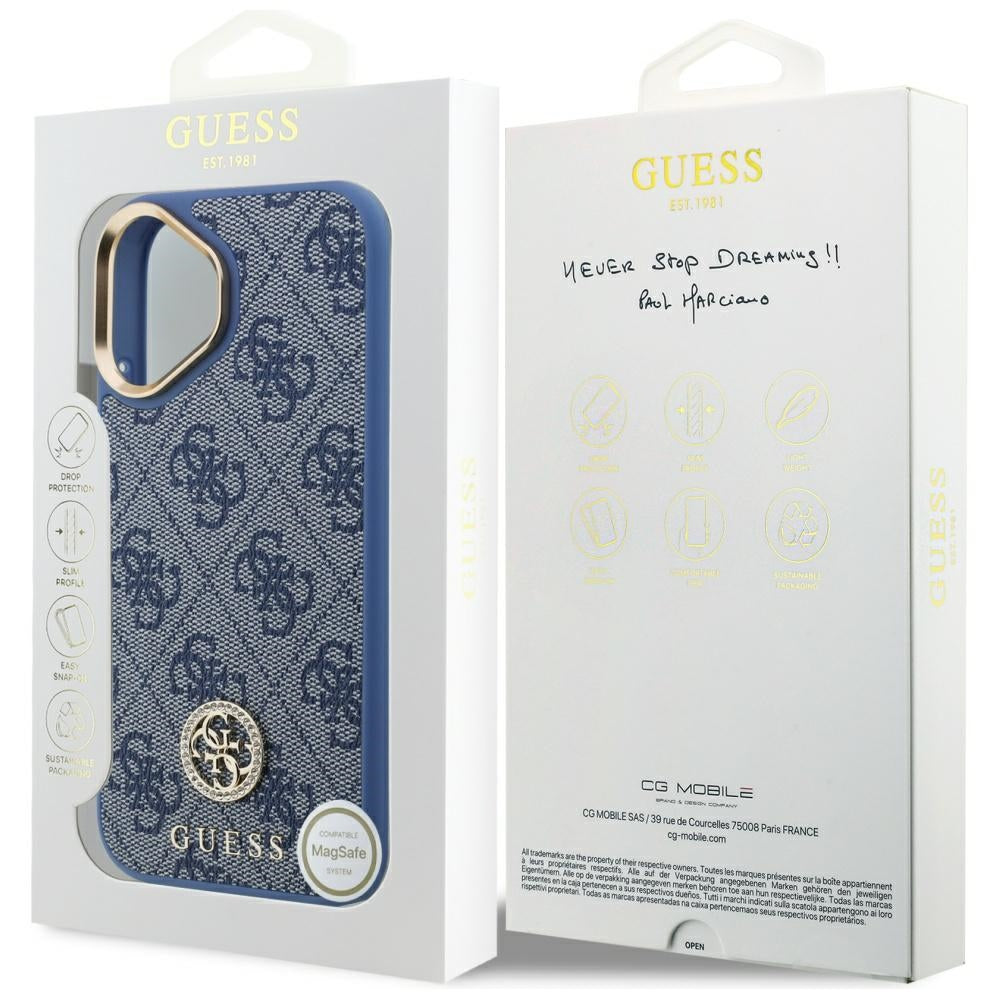 Capa para Apple iPhone 17, Guess, 4G Strass Logo, Azul