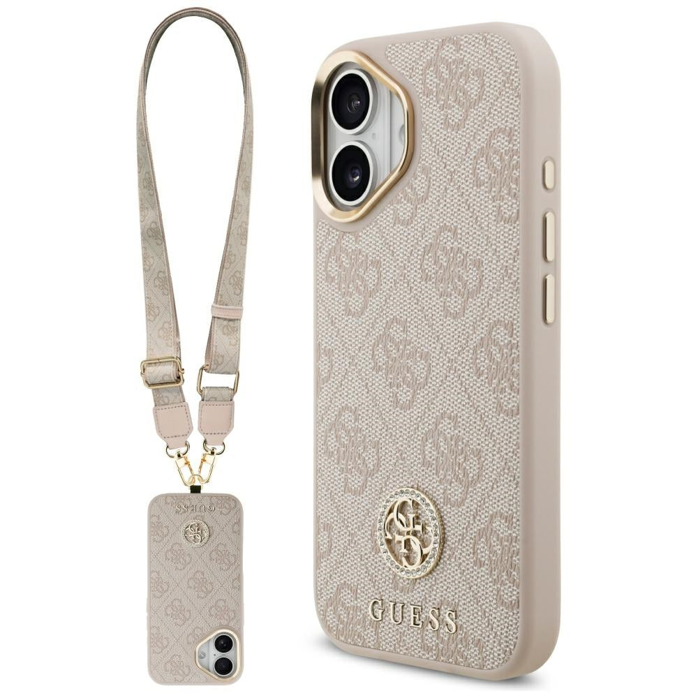 Capa para Apple iPhone 17, Guess, 4G Strass Logo and Big Strap, Rosa
