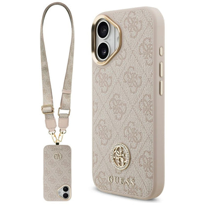 Capa para Apple iPhone 17, Guess, 4G Strass Logo and Big Strap, Rosa