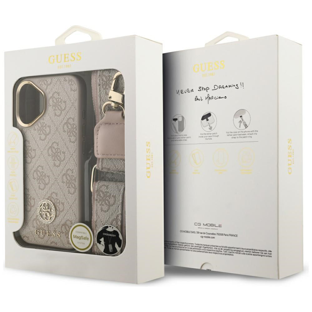 Capa para Apple iPhone 17, Guess, 4G Strass Logo and Big Strap, Rosa