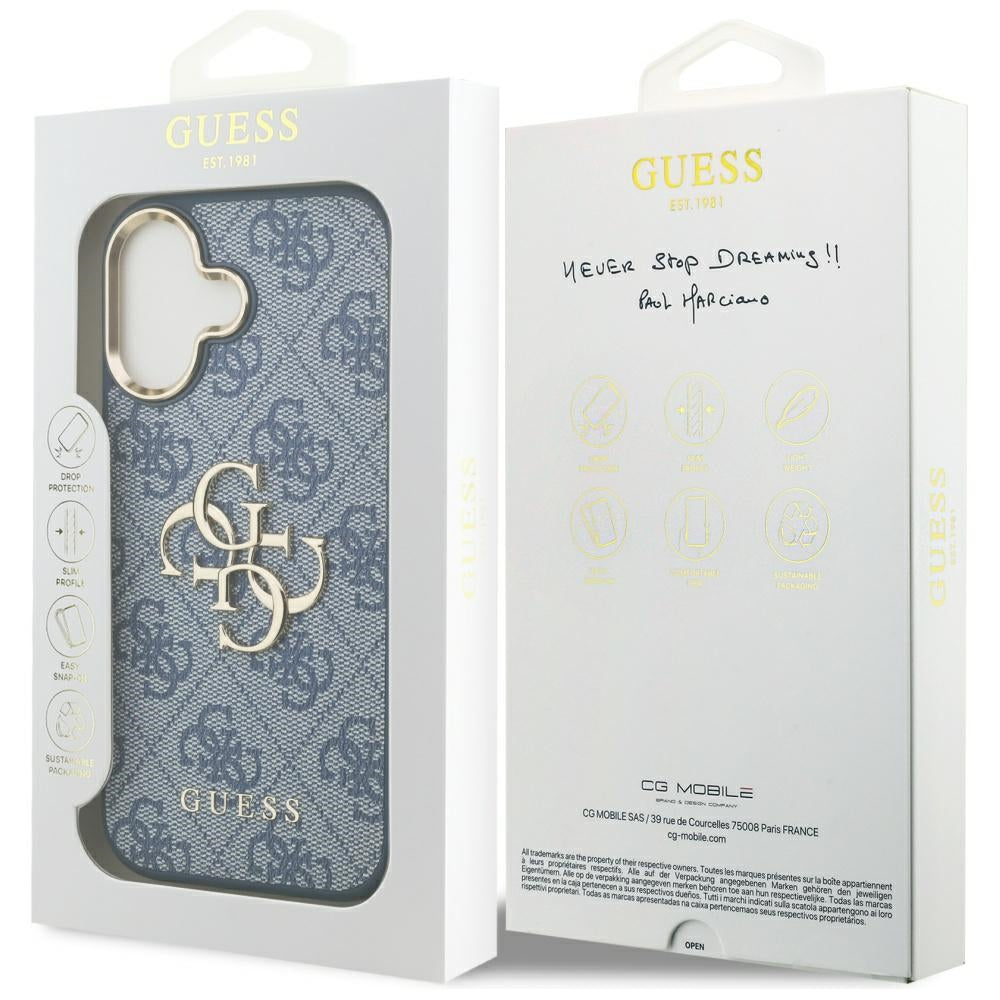 Capa para Apple iPhone 17, Guess, Big 4G Logo Classic, Azul Dourado