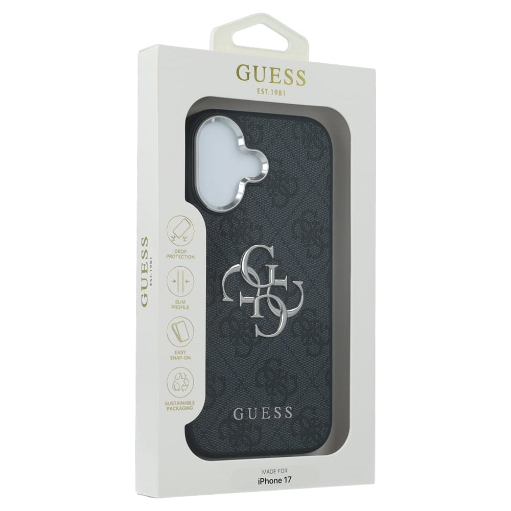 Capa para Apple iPhone 17, Guess, Big 4G Logo Classic, Preta Prateada
