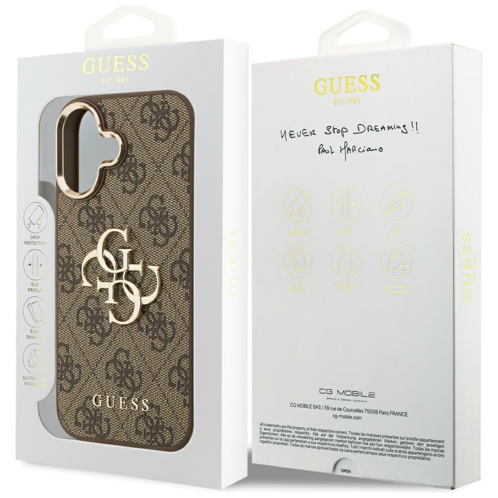 Capa para Apple iPhone 17, Guess, Big 4G Logo Classic, Marrom Dourado