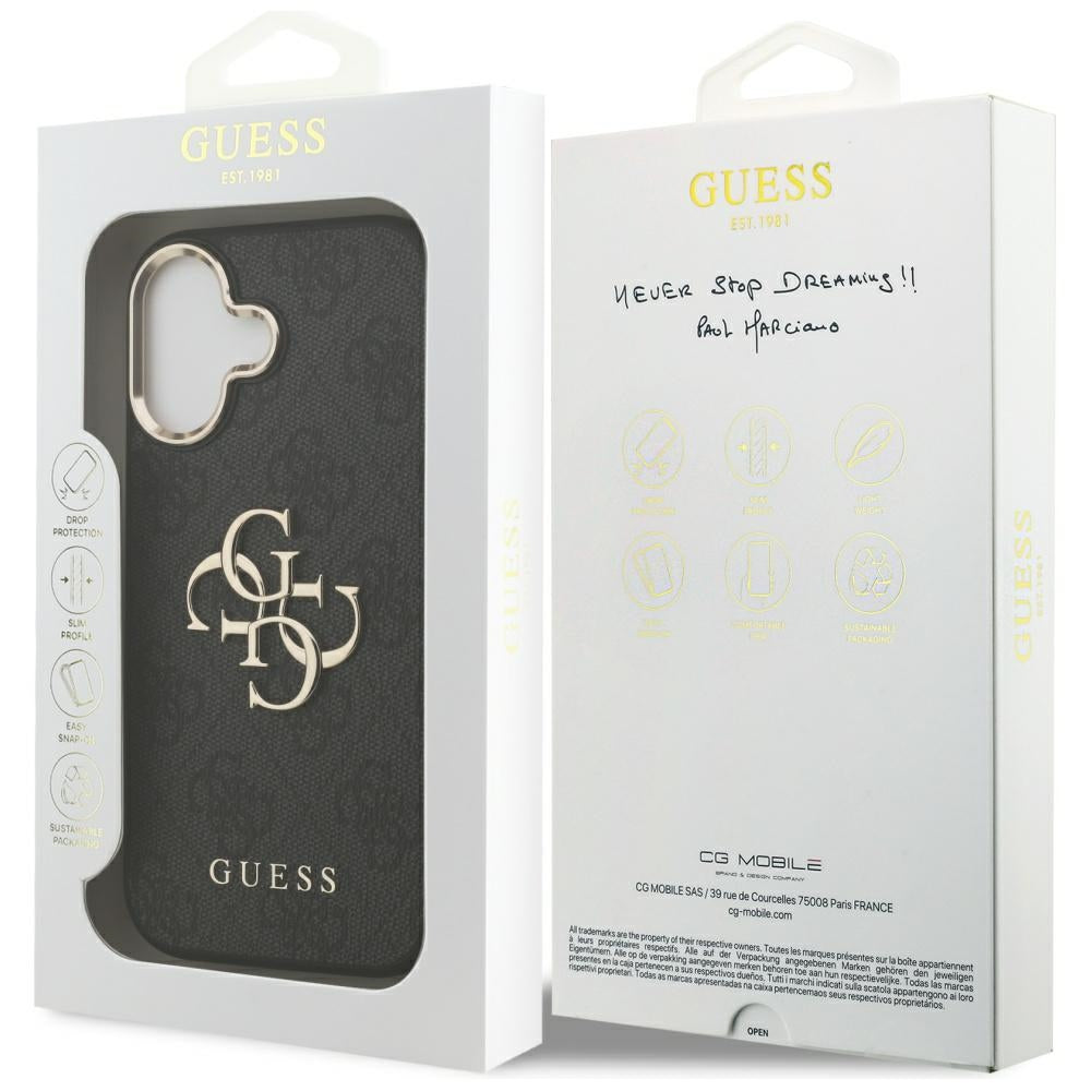 Capa para Apple iPhone 17, Guess, Big 4G Logo Classic, Preta Dourada
