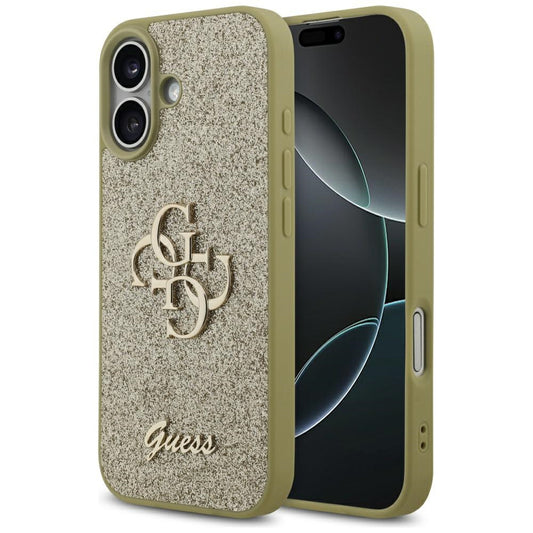 Capa para Apple iPhone 17, Guess, Fixed Glitter Big 4G, Dourada