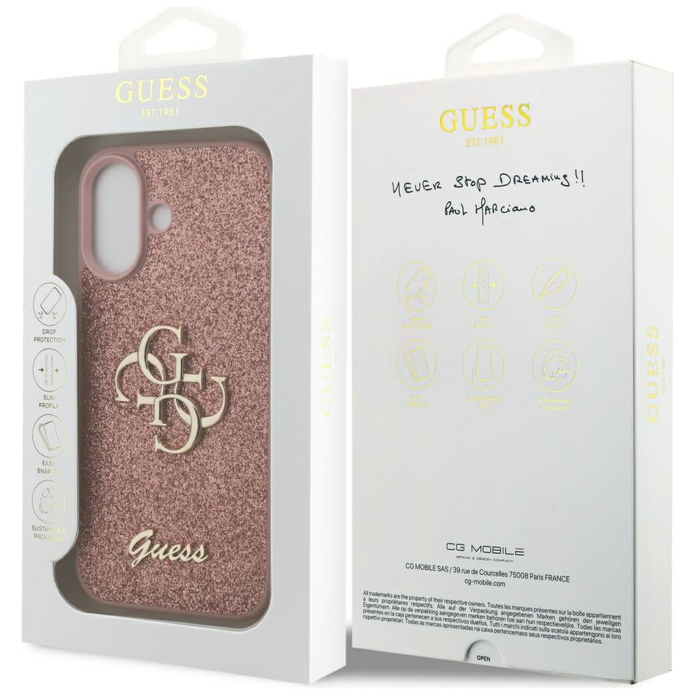 Capa para Apple iPhone 17, Guess, Fixed Glitter Big 4G, Rosa