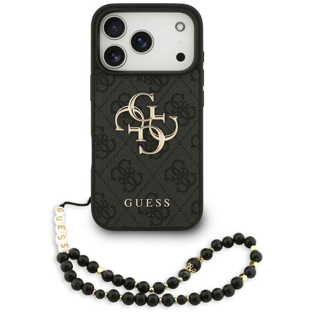 Capa para Apple iPhone 17 Pro, Guess, 4G Classic Logo com Alça, Preta