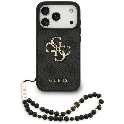 Capa para Apple iPhone 17 Pro, Guess, 4G Classic Logo com Alça, Preta
