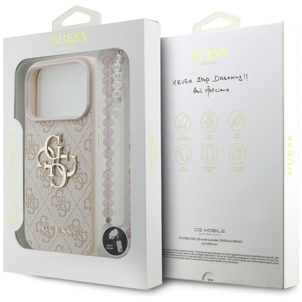 Capa para Apple iPhone 17 Pro, Guess, 4G Classic Logo com Alça, Rosa