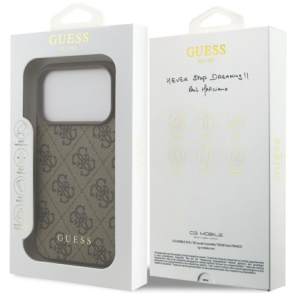 Capa para Apple iPhone 17 Pro, Guess, 4G Classic, Castanho