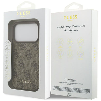 Capa para Apple iPhone 17 Pro, Guess, 4G Classic, Castanho