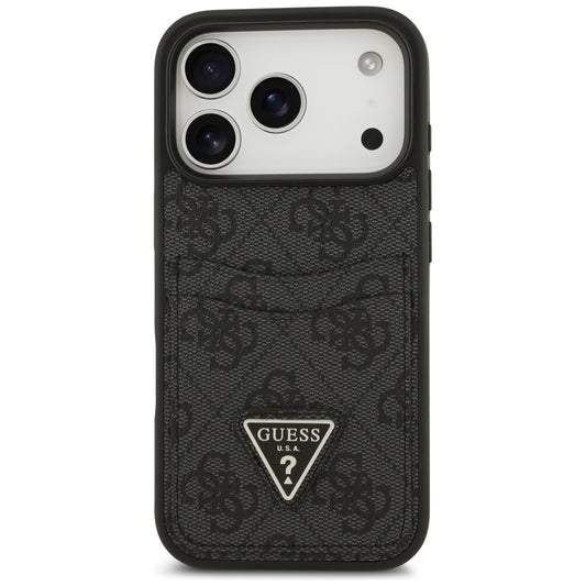 Capa para Apple iPhone 17 Pro, Guess, 4G Double Card Triangle, Preta