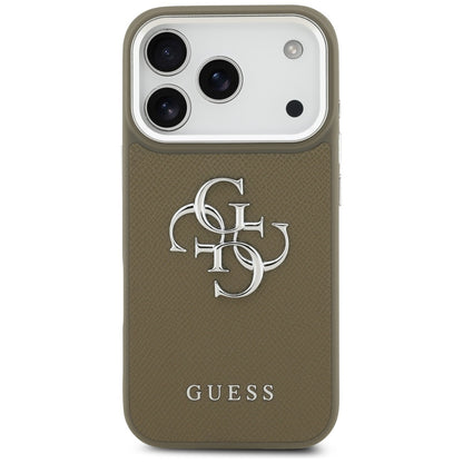 Capa para Apple iPhone 17 Pro, Guess, 4G Grained Big And Classic Logo, Marrom Prateado