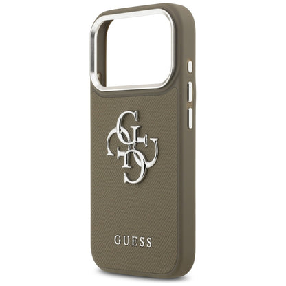 Capa para Apple iPhone 17 Pro, Guess, 4G Grained Big And Classic Logo, Marrom Prateado