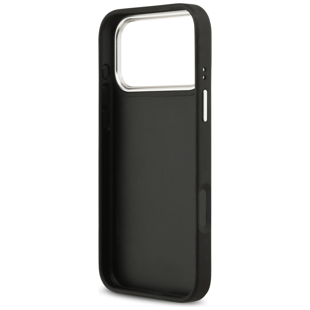 Capa para Apple iPhone 17 Pro, Guess, 4G Grained Big and Classic Logo, Preta e Prateada