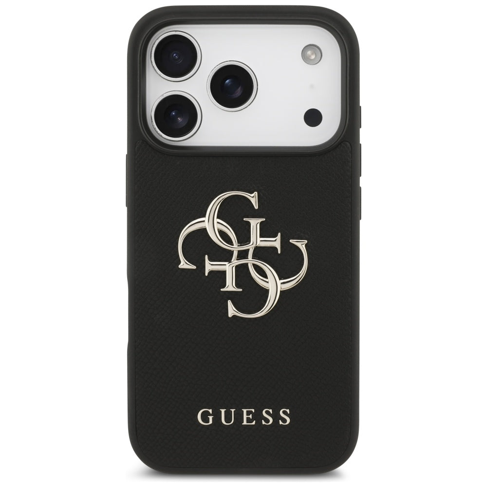 Capa para Apple iPhone 17 Pro, Guess, 4G Grained Big and Classic Logo, Preta