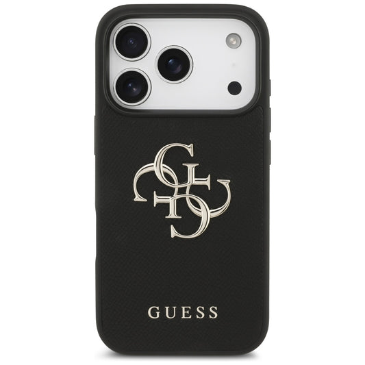 Capa para Apple iPhone 17 Pro, Guess, 4G Grained Big and Classic Logo, Preta
