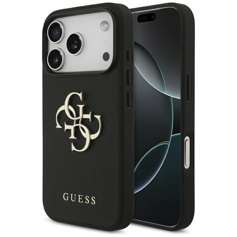 Capa para Apple iPhone 17 Pro, Guess, 4G Grained Big and Classic Logo, Preta