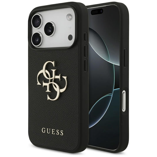 Capa para Apple iPhone 17 Pro, Guess, 4G Grained Big and Classic Logo, Preta