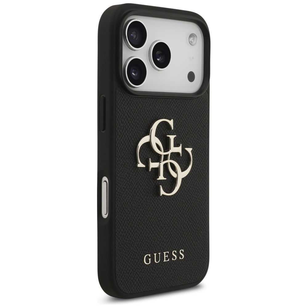 Capa para Apple iPhone 17 Pro, Guess, 4G Grained Big and Classic Logo, Preta