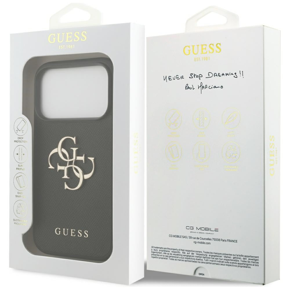 Capa para Apple iPhone 17 Pro, Guess, 4G Grained Big and Classic Logo, Preta