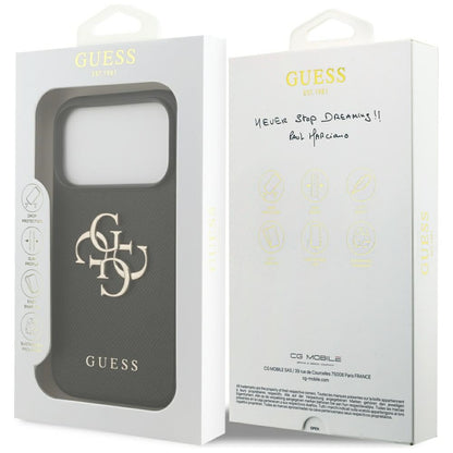 Capa para Apple iPhone 17 Pro, Guess, 4G Grained Big and Classic Logo, Preta