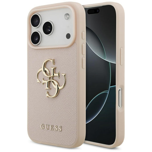 Capa para Apple iPhone 17 Pro, Guess, 4G Grained Big and Classic Logo, Rosa