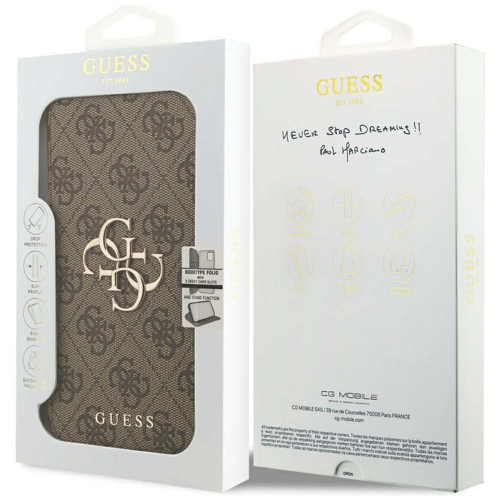 Capa para Apple iPhone 17 Pro, Guess, Logo Metal 4G, Castanho