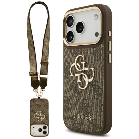 Capa para Apple iPhone 17 Pro, Guess, Big 4G Classic Logo with Big Strap, Castanho