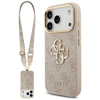 Capa para Apple iPhone 17 Pro, Guess, Big 4G Classic Logo com Big Strap, Rosa