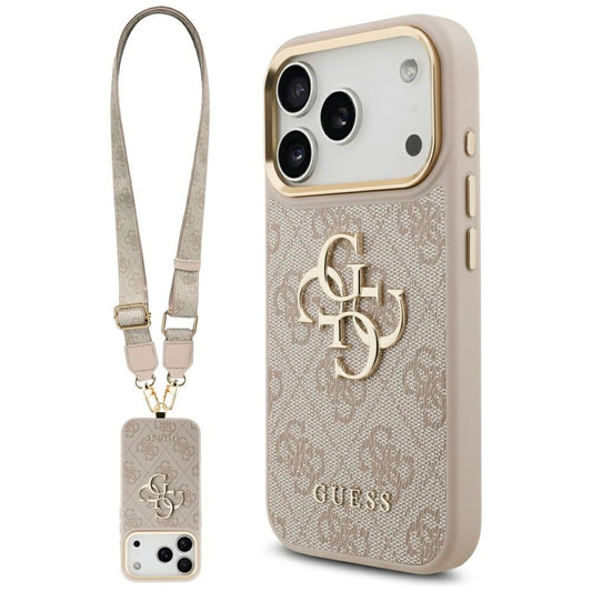 Capa para Apple iPhone 17 Pro, Guess, Big 4G Classic Logo com Big Strap, Rosa