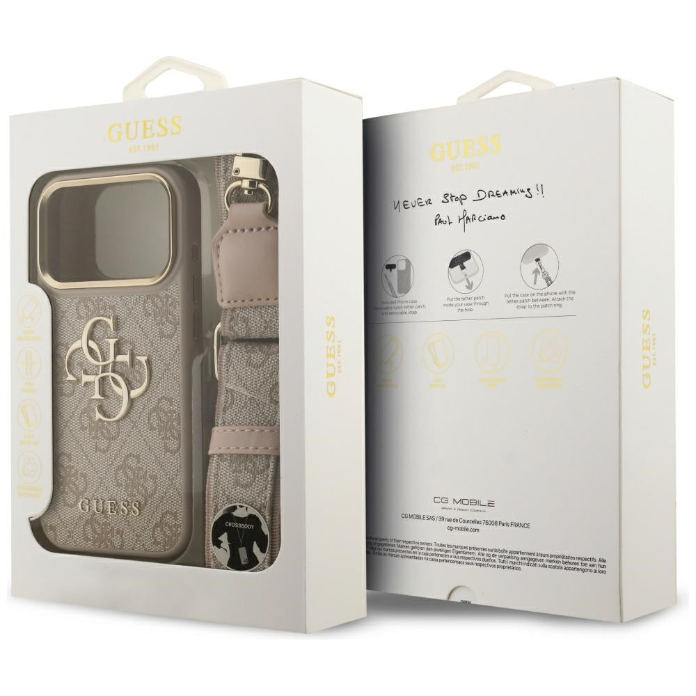 Capa para Apple iPhone 17 Pro, Guess, Big 4G Classic Logo com Big Strap, Rosa