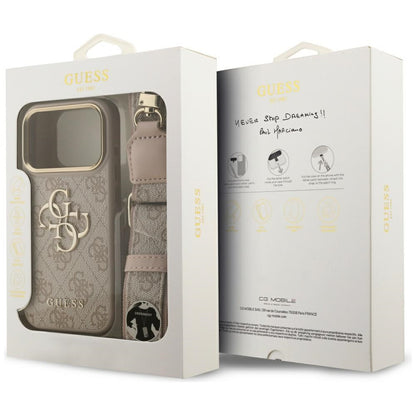 Capa para Apple iPhone 17 Pro, Guess, Big 4G Classic Logo com Big Strap, Rosa