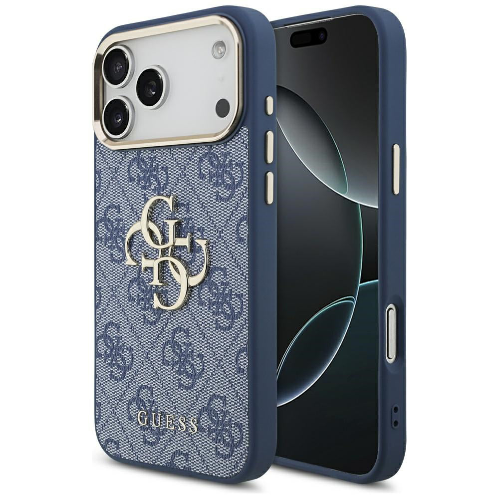 Capa para Apple iPhone 17 Pro, Guess, Big 4G Logo Classic, Azul Dourado