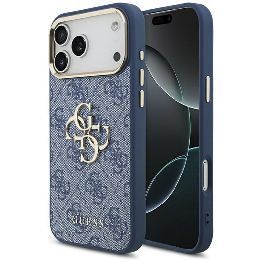 Capa para Apple iPhone 17 Pro, Guess, Big 4G Logo Classic, Azul Dourado