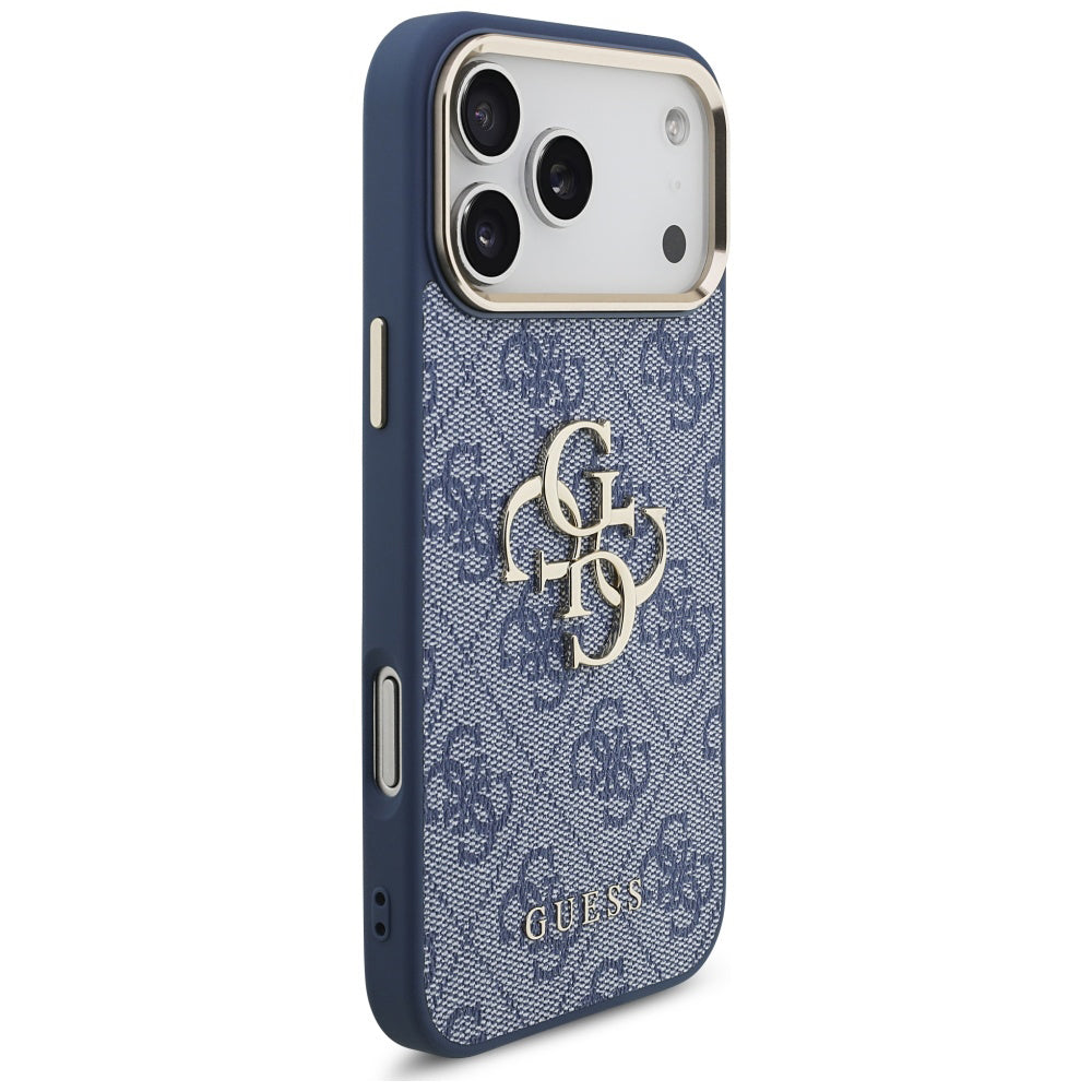 Capa para Apple iPhone 17 Pro, Guess, Big 4G Logo Classic, Azul Dourado