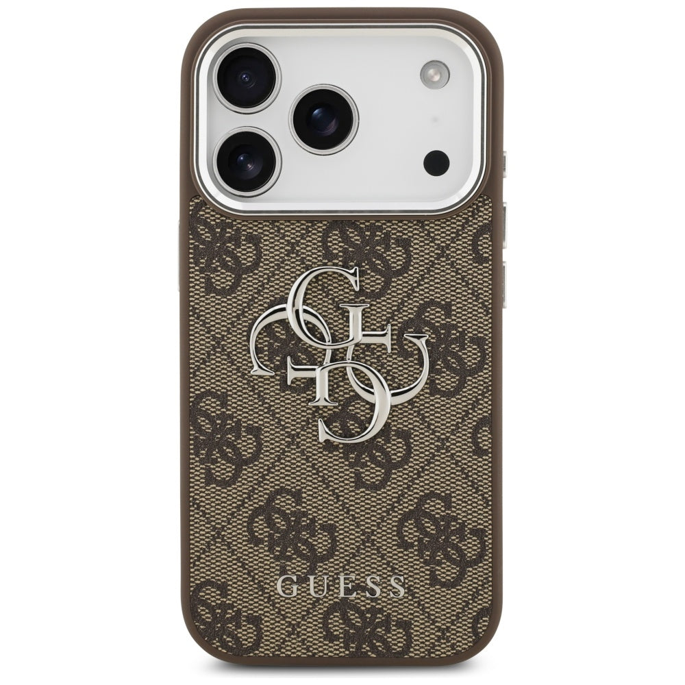 Capa para Apple iPhone 17 Pro, Guess, Big 4G Logo Classic, Marrom Prateado.