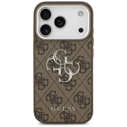 Capa para Apple iPhone 17 Pro, Guess, Big 4G Logo Classic, Marrom Prateado.
