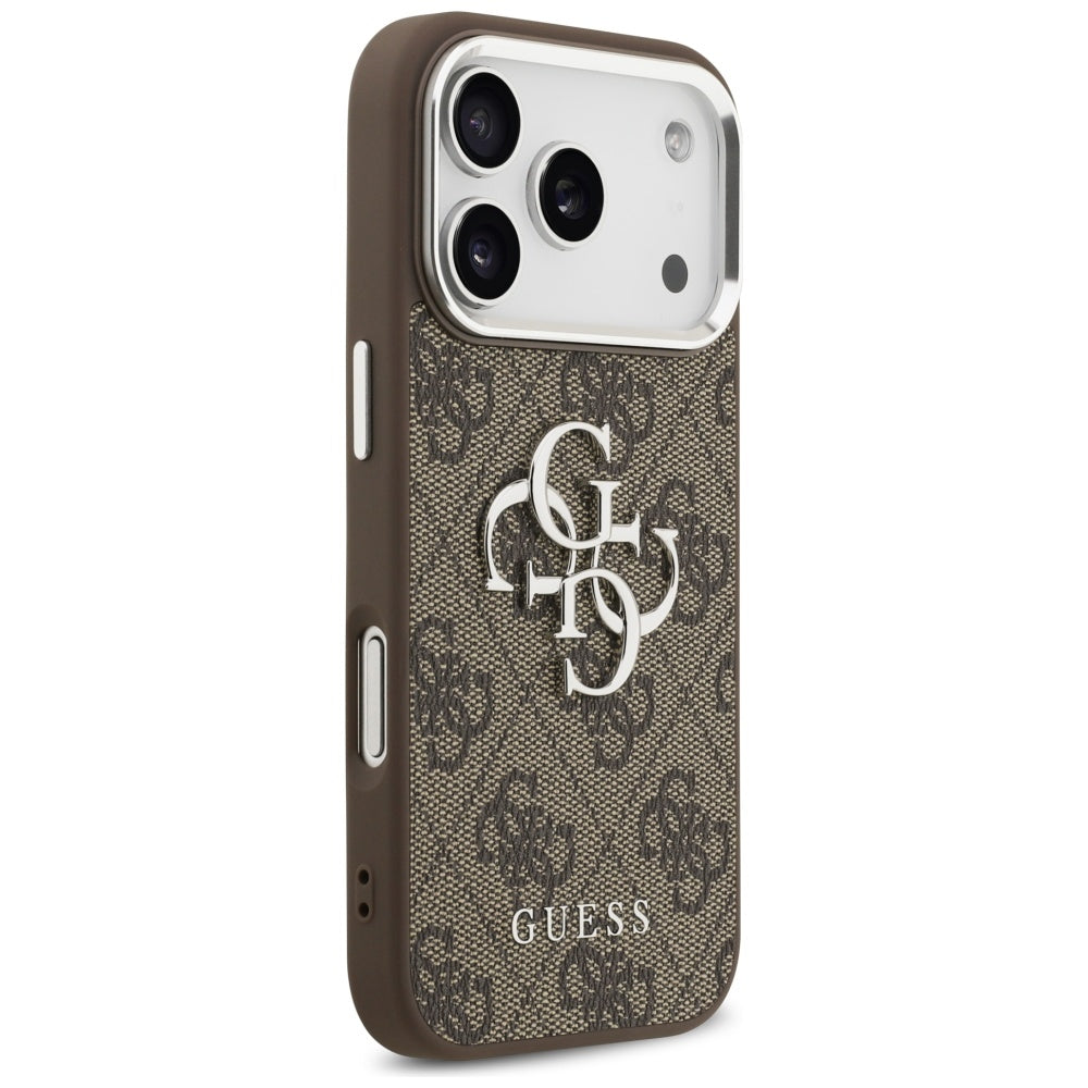 Capa para Apple iPhone 17 Pro, Guess, Big 4G Logo Classic, Marrom Prateado.