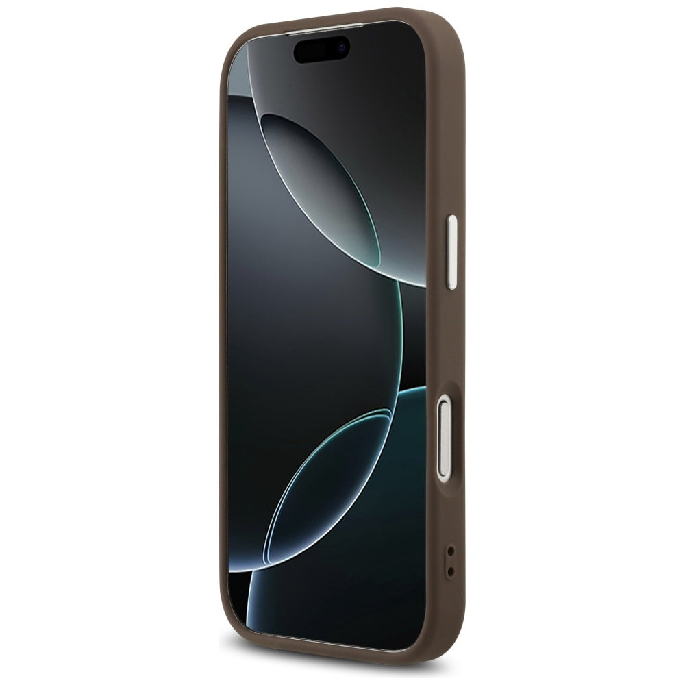Capa para Apple iPhone 17 Pro, Guess, Big 4G Logo Classic, Marrom Prateado.