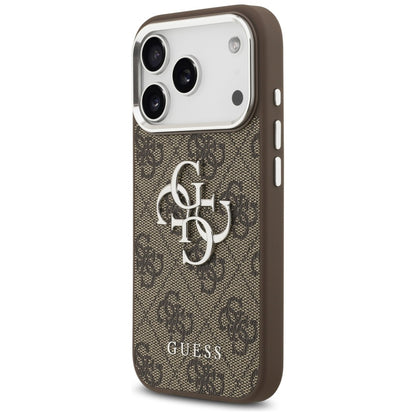 Capa para Apple iPhone 17 Pro, Guess, Big 4G Logo Classic, Marrom Prateado.