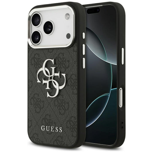 Capa para Apple iPhone 17 Pro, Guess, Big 4G Logo Classic, Preta Prateada