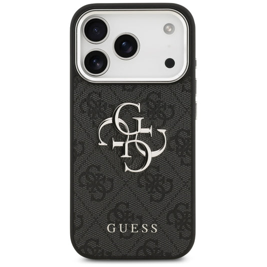 Capa para Apple iPhone 17 Pro, Guess, Big 4G Logo Classic, Preta Prateada