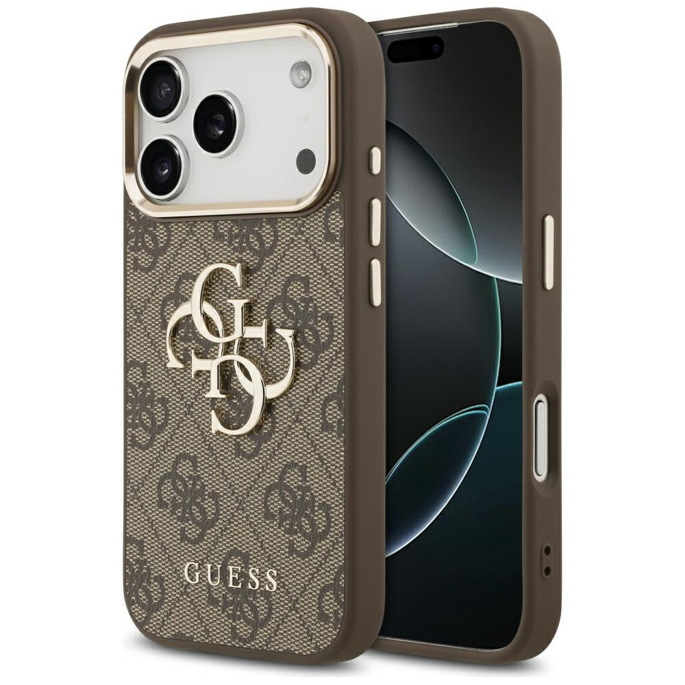 Capa para Apple iPhone 17 Pro, Guess, Big 4G Logo Classic, Marrom Dourado