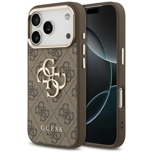 Capa para Apple iPhone 17 Pro, Guess, Big 4G Logo Classic, Marrom Dourado