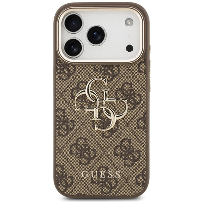 Capa para Apple iPhone 17 Pro, Guess, Big 4G Logo Classic, Marrom Dourado