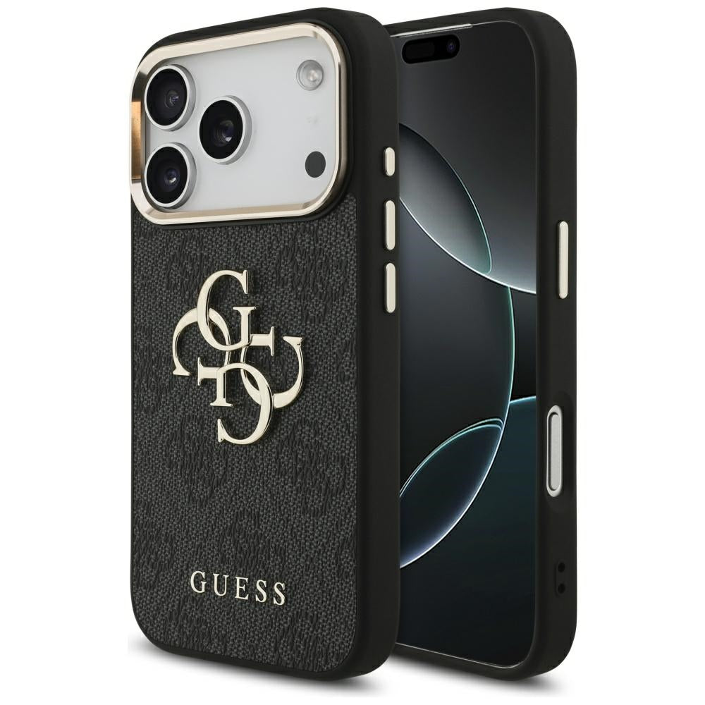 Capa para Apple iPhone 17 Pro, Guess, Big 4G Logo Classic, Preta Dourada