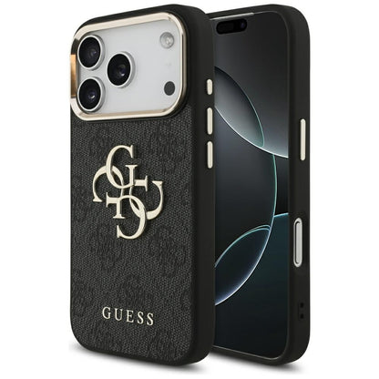 Capa para Apple iPhone 17 Pro, Guess, Big 4G Logo Classic, Preta Dourada